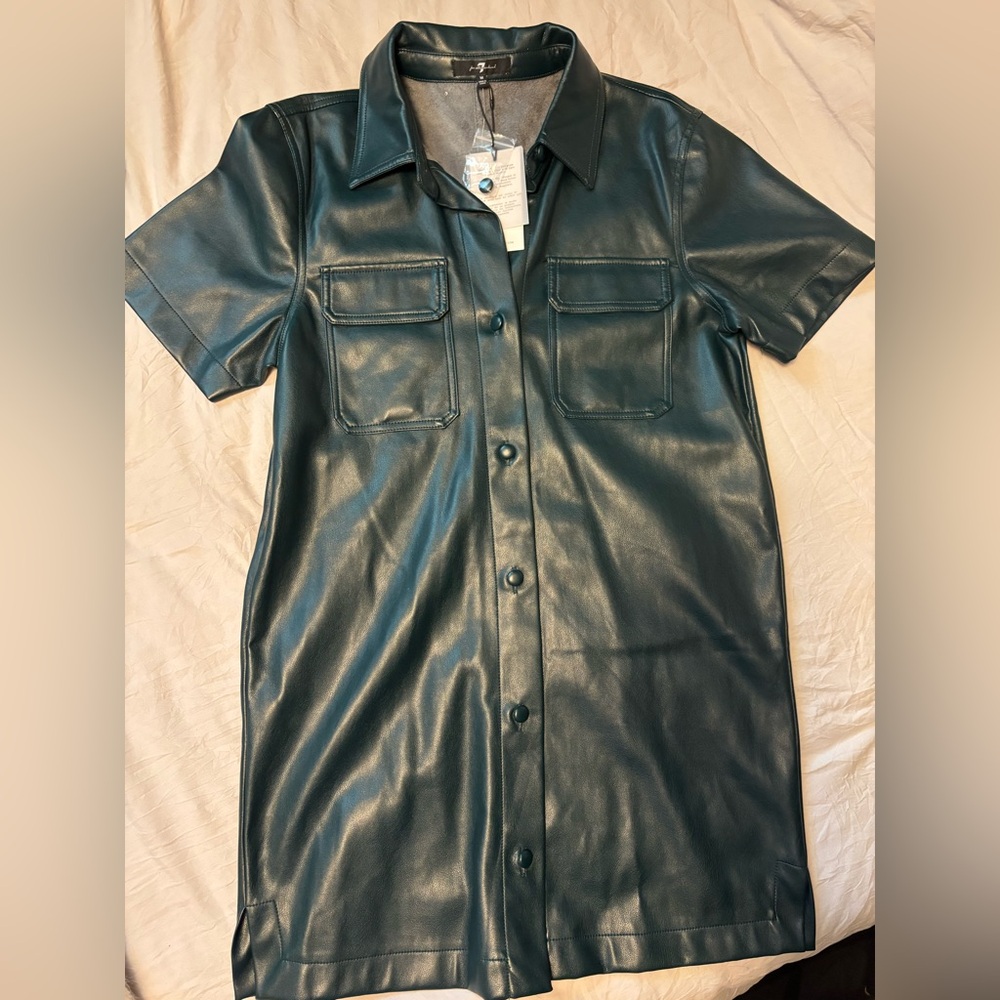 Forest Green Faux Leather 7 For All Mankind Dress M